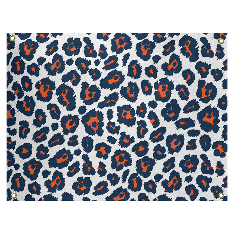 Tapisserie de football en polyester Denver, Blanc / orange, H 26 po x l 36 po