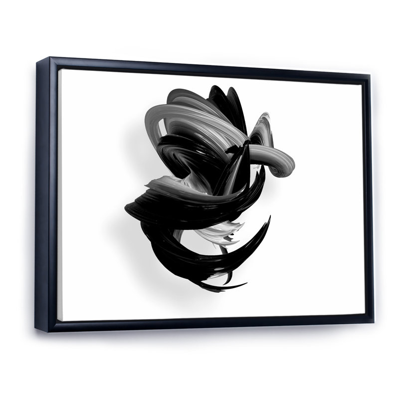 Noir et blanc torsadé, reproduction d'art sur toile, H 24 po x l 36 po x P 1 po, Cadre flottant noir