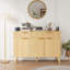 Buffet moderne cannelé avec tiroirs, portes et tablettes réglables pour le salon