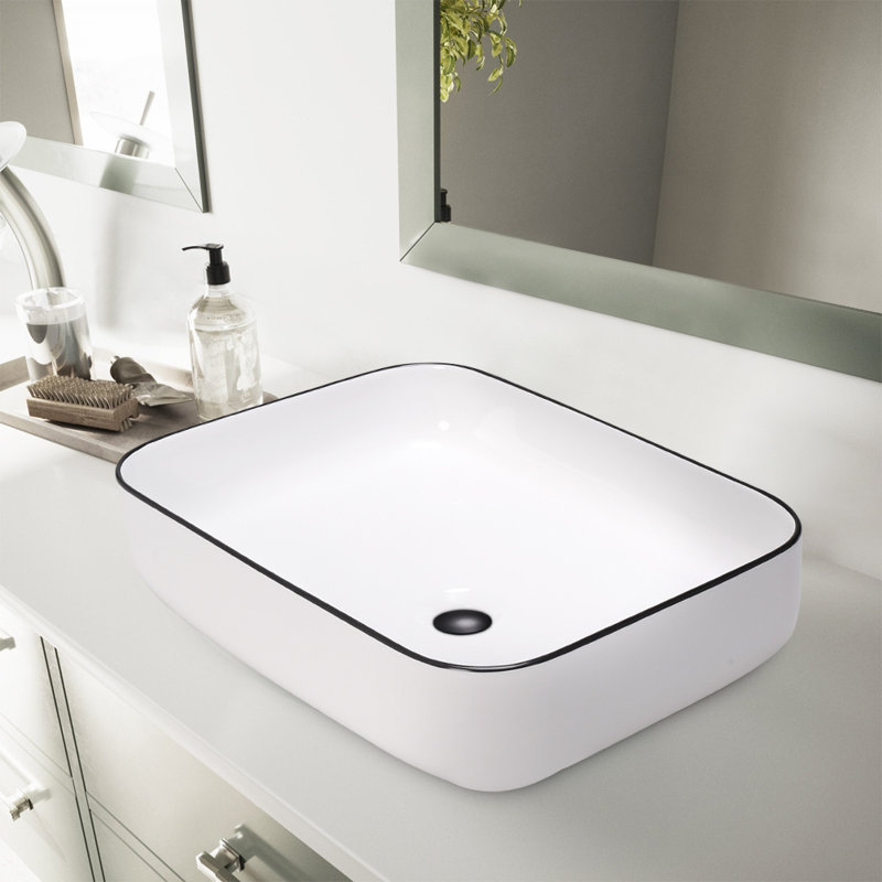 Breakwater Bay Gatlin 50mm L x 40mm W White Ceramic Rectangular Sink with Overflow