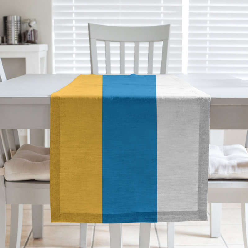 Chemin de table basket Oklahoma City, L 72 po x l 16 po, Jaune / Bleu / Blanc, Polyester sergé