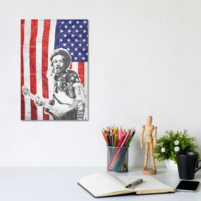 Jimi Hendrix Big Flag by Radio Days - Wrapped Canvas Print