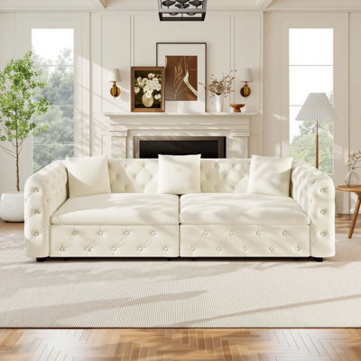 89" Tufted Velvet Pull Out Sofa Bed, 3-in-1 Convertible Sleeper Couch