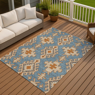 Machine Washable Indoor/Outdoor Chantille Tribal Rug