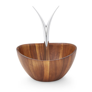Glass And Mango Wood Pedestal Serving Bowl - World Market