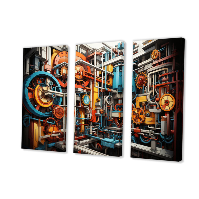 Ensemble de salon Constructivism Industrial Symphony II - Constructivism Wall Art, H 32 po x l 48 po x P 1 po
