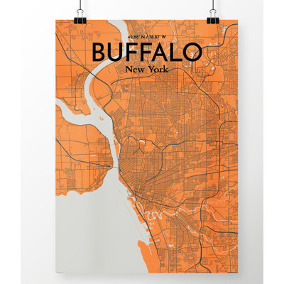 Buffalo City Map - No Frame Print