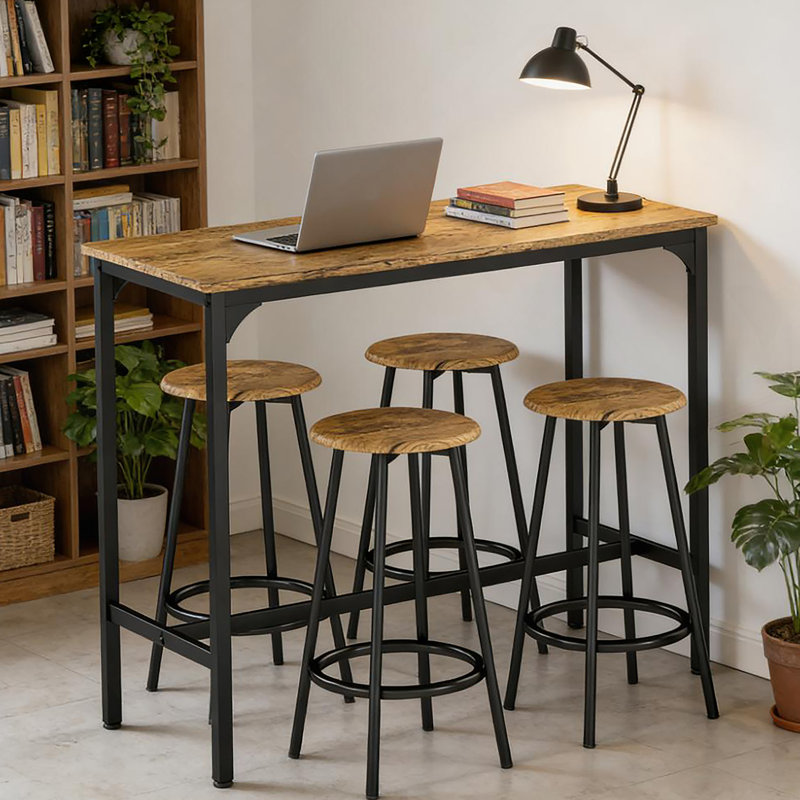 Ensemble 5 pièces de table de bar et de chaises à hauteur de comptoir, table avec 4 tabourets