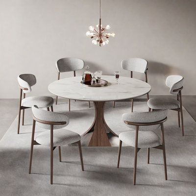 Elegant Round Dining Table with Marble Top
