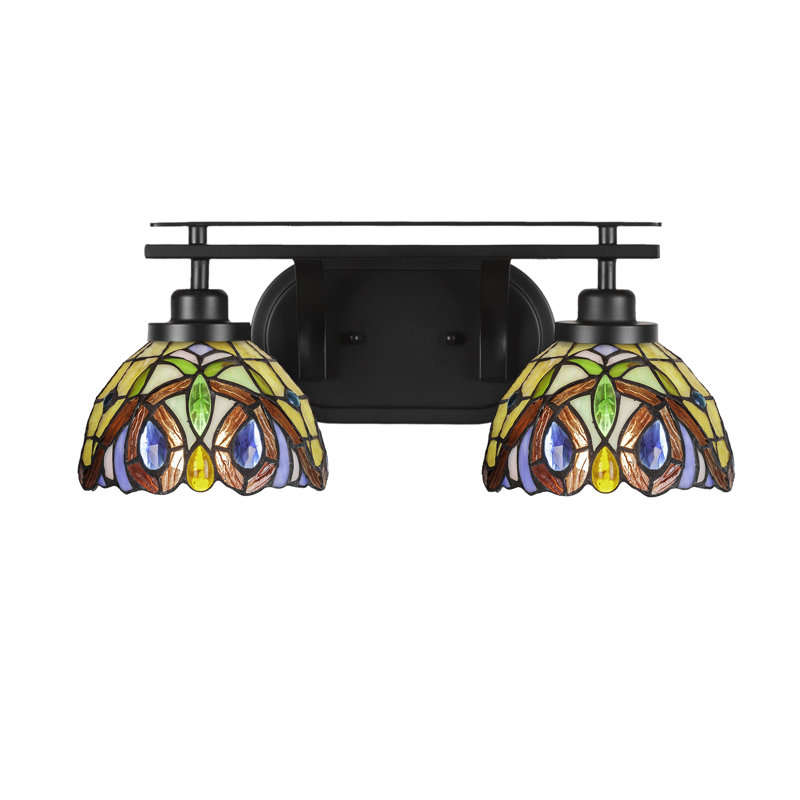 Estella 2 Light Bath Bar Shown In Matte Black Finish With 7" Lynx Art Glass