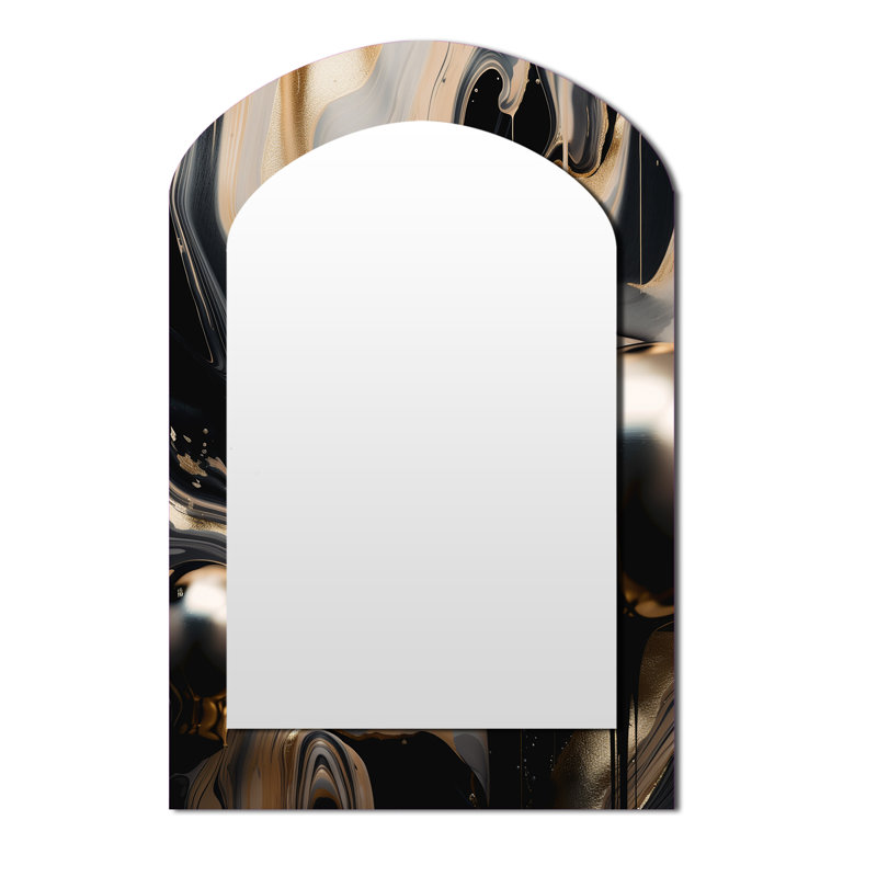 Miroir mural arqué moderne doré, 43 po x 33 po