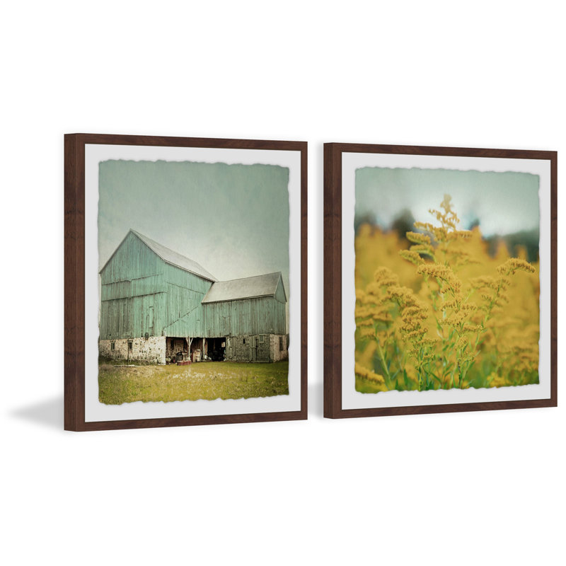 Barn Bloom Diptych - Ensemble de 2 reproductions de photos sur papier encadrées, H 12 po x l 12 po x P 1,5 po