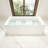 59" Freestanding Solid Surface Soaking Bathtub Thick Backrest Rectangle Tub In White