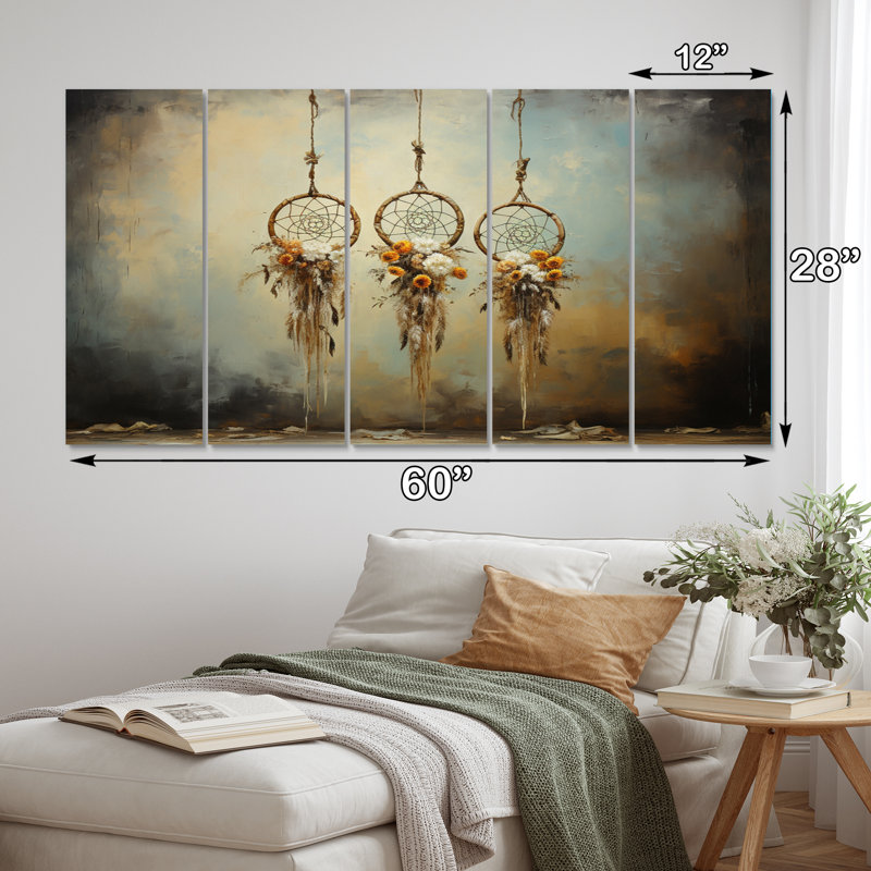 Ensemble de décorations murales en métal Beige