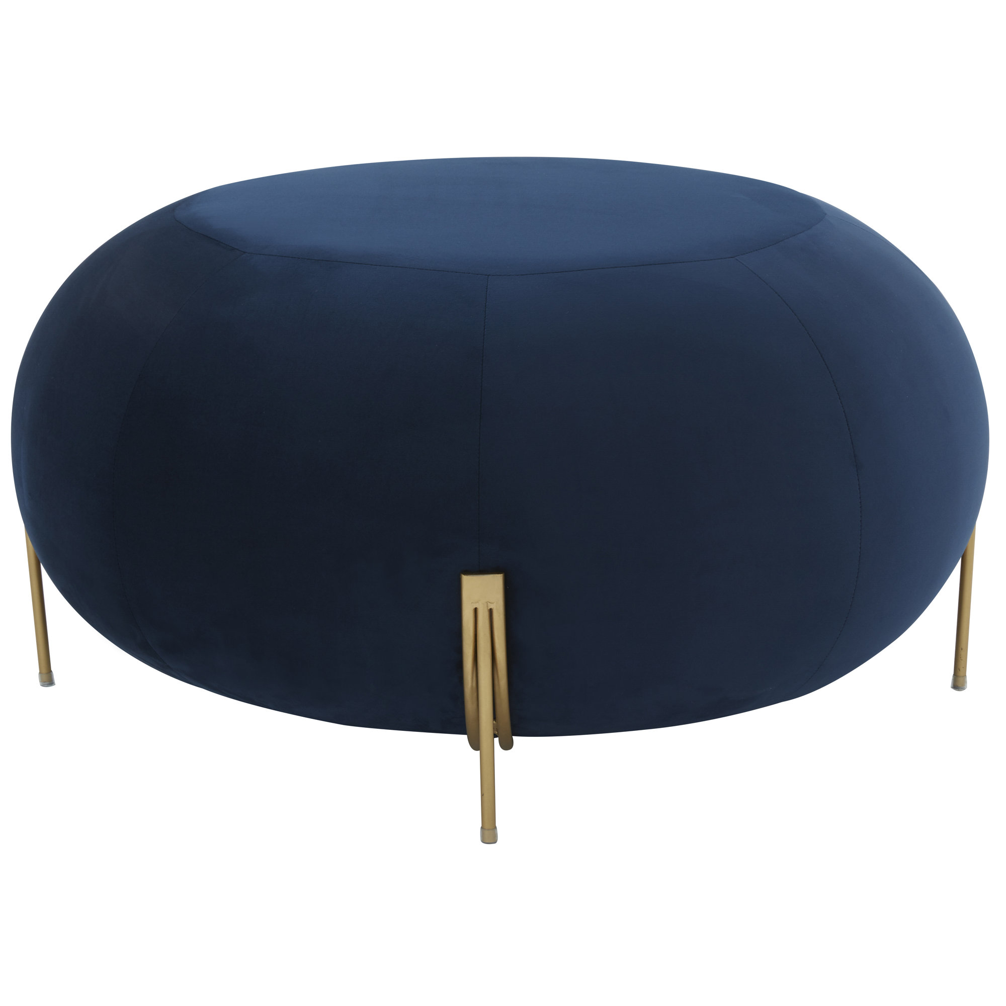Lieze Upholstered Ottoman, Gold, Navy Velvet
