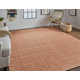 Rectangle Fleurette Solid Color Hand Loomed Polyester Area Rug in Orange