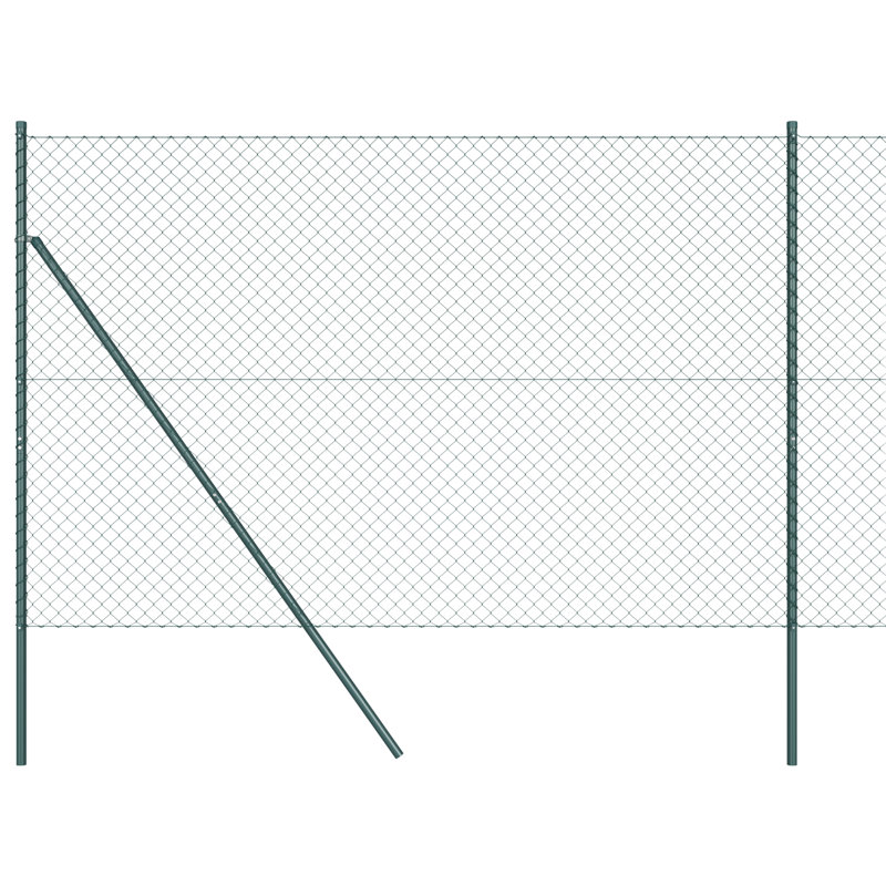 Vidaxl Chain Link Fence With 7 Posts Galvanised Steel, 160cm H x 1000cm W, Green