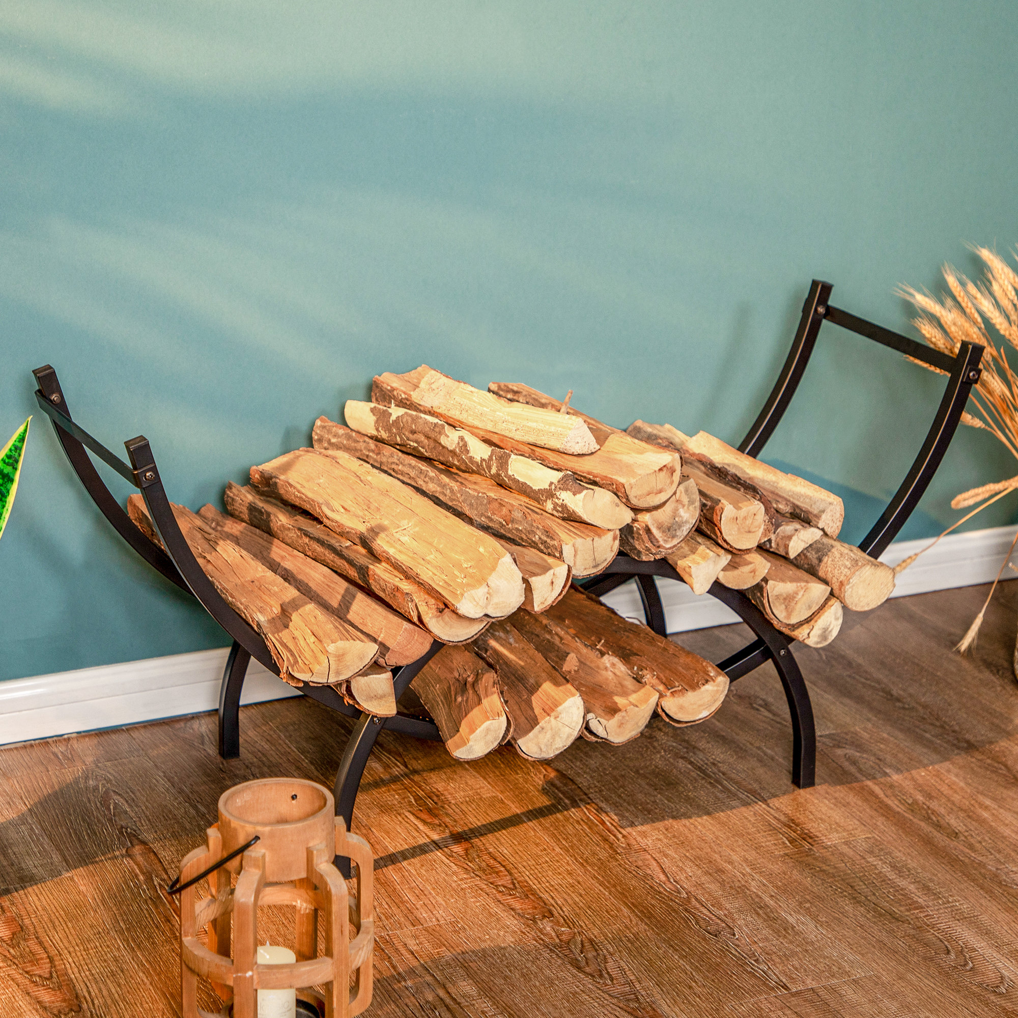Curved Log Rack Arlmont & Co. Jessup Heavy Duty Curved Indoor/Outdoor Firewood Log Rack ...