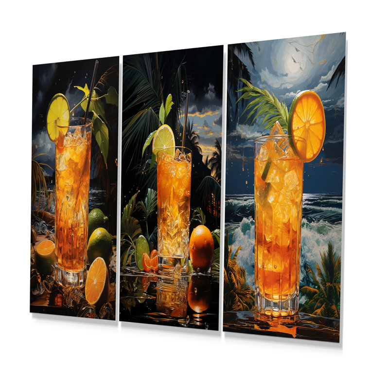 Ensemble de 3 décorations murales en métal Hurricane Horizon Cocktail Harmony, H 28 po x l 36 po