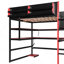 Lit mezzanine en bois avec bureau, support de rangement latéral, tablettes multiples et lumière RVB-1909180098-1909180124