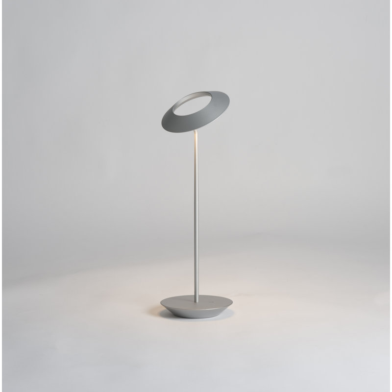 Adjustable Circular Silver LED Desk Lamp with Dimmable Light