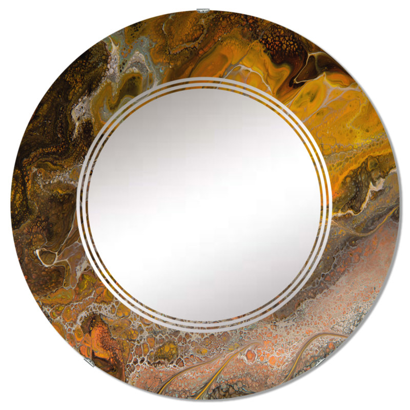 Miroir mural orange, noir et gris, 32 po x 32 po