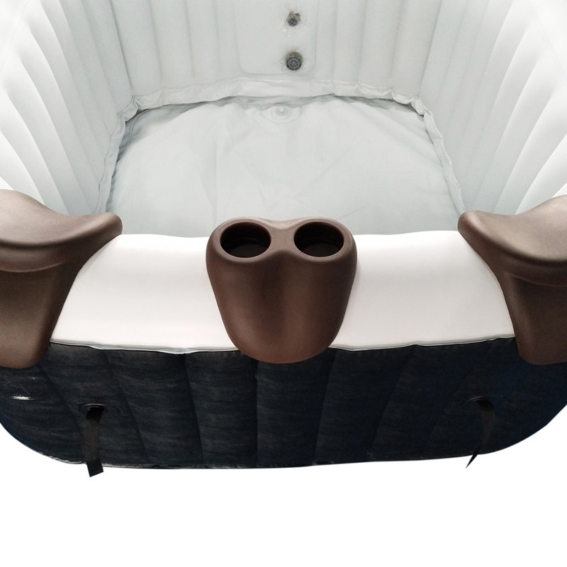 Brown Removable 3-Piece Headrest and Drink Holder Set for Hot Tub Spa
