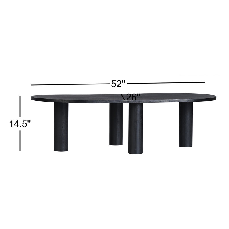 Table basse ovale en bois massif Toriano, Noir