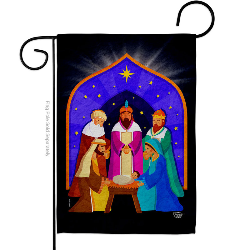 Drapeau de jardin 3 côtés 3 Wise Kings en polyester 18,5 x 13 po