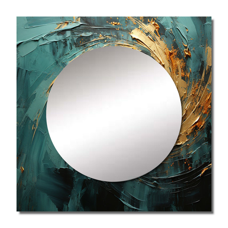 Miroir carré Saltsburg - Golden Emerald Surge, 36 po x 36 po