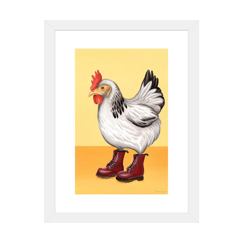 Hen Docs par Amélie Legault - reproduction d'art, Blanc, H 32 po x l 24 po x P 1 po, Papier encadré blanc