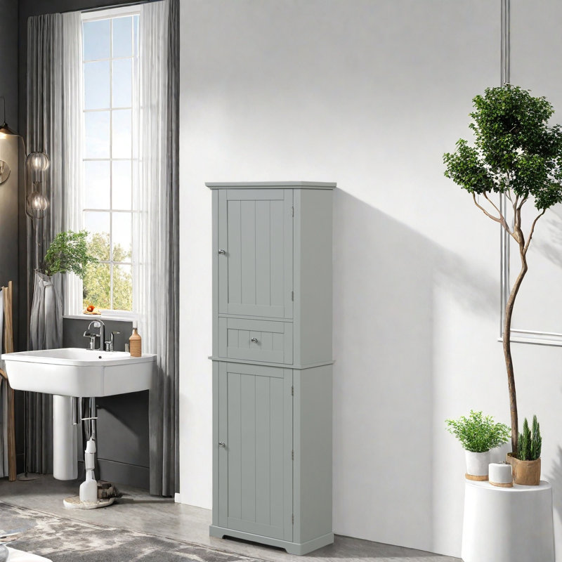 Grande armoire de rangement pour salle de bain, Gris