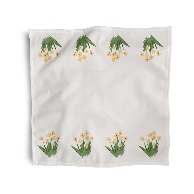 Clelio Polyester Floral Square Napkin, Yellow