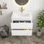 Meuble-lavabo blanc brillant 24 po avec lavabo en céramique, armoire avec 2 grands tiroirs, système de fermeture en douceur-1758185163