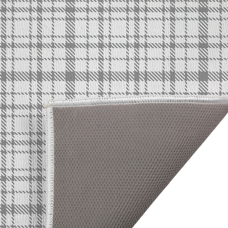 Liz Plaid Outdoor Doormat, 17" W x 24" L, Gray