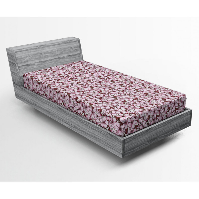 Microfiber Floral Fitted Sheet, Twin Fitted Sheet