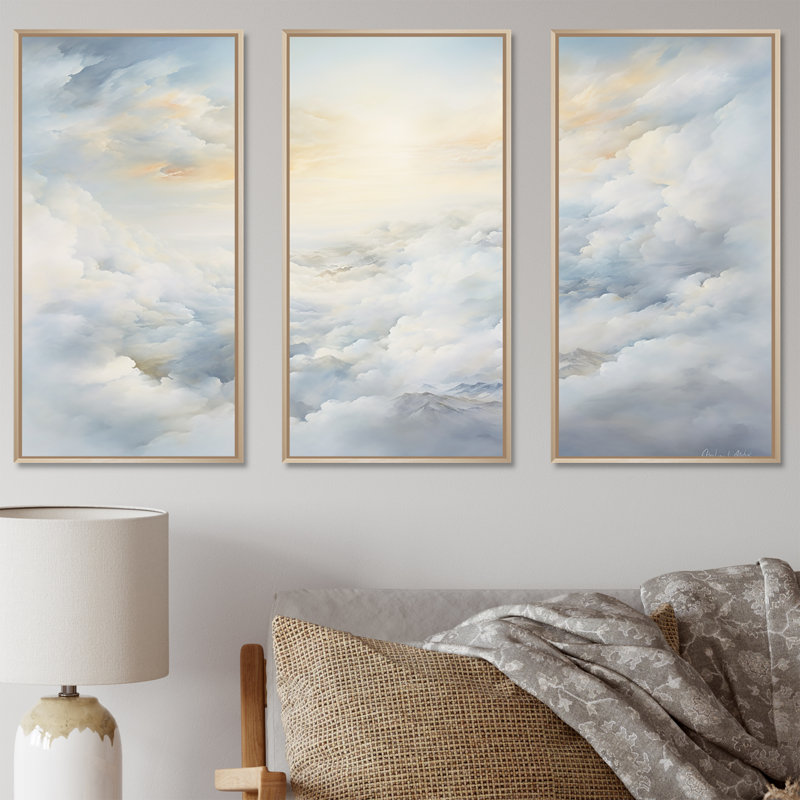 «Clouds Charm In Winter I», ensemble de reproduction d'art mural, Cadre naturel flottant, H 32 po x l 48 po x P 1 po