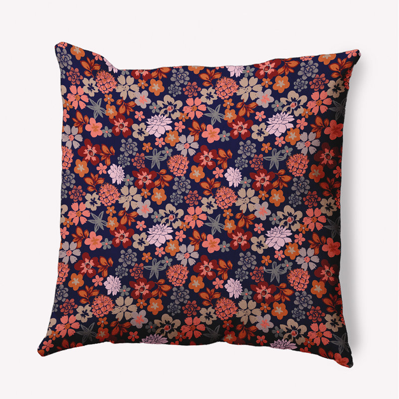  Housse et insert de coussin décoratif en polyester pour intérieur / extérieur E par Design, Bleu marine, 16 po x 16 po