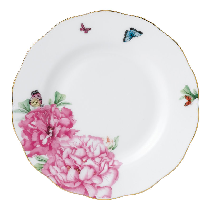 White Porcelain Cottagecore Scallop Saucer Set, 5 Piece
