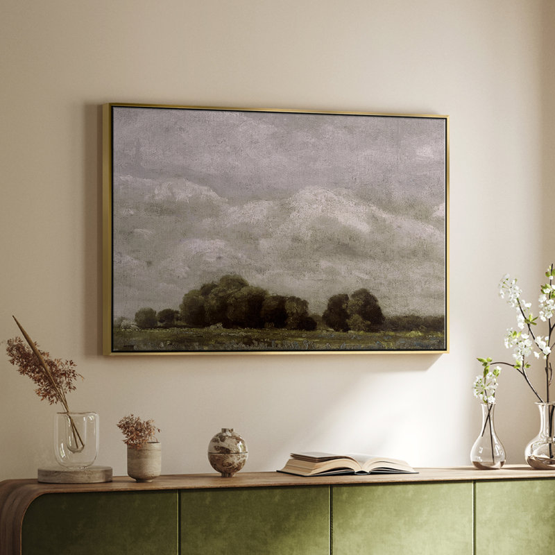 «Vintage Landscape - cmxliii» sur, H 27 po x l 41 po, Toile avec cadre flottant or