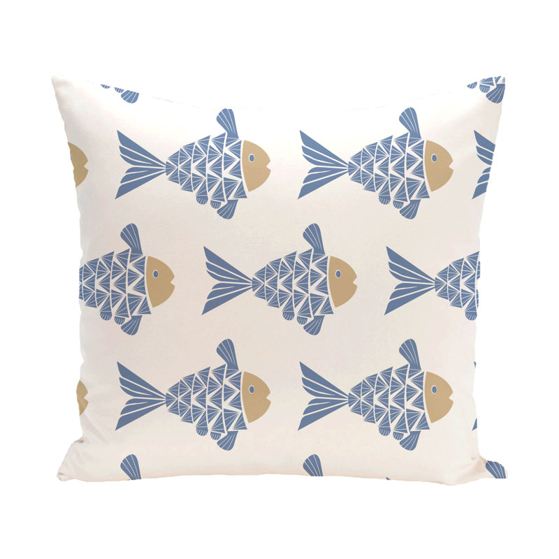 Beach Vacation Outdoor Reversible Throw Pillow, 18" H x 18" W, Blue