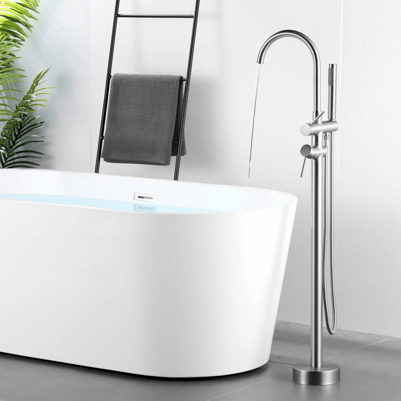 Floor Tub Spout with Diverter, Brushed Nickel