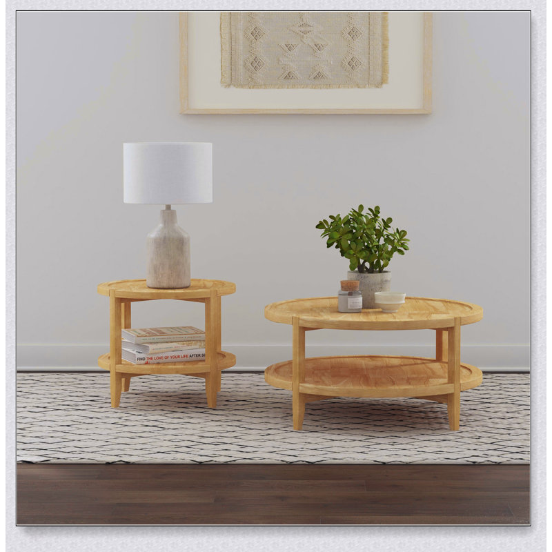Table de bout latérale en bois d'érable massif Isbell Brown avec tablette inférieure pour le rangement et la présentation