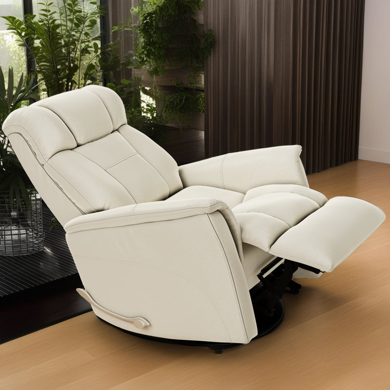 ??360° Swivel Glider Recliner – Adjustable Headrest & Footrest – No-Sag Suspension – Multiple Upholstery Options?, Cream