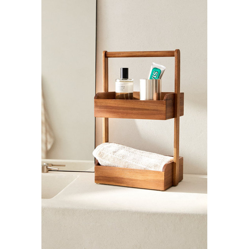 Solid Wood Bathroom Storage Container Bathroom Tray Tumbler