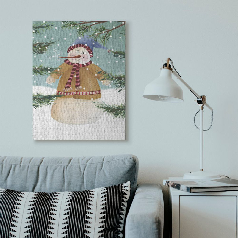 « bonhomme de neige », impression sur bois, Toile tendue, H 40 po x l 30 po