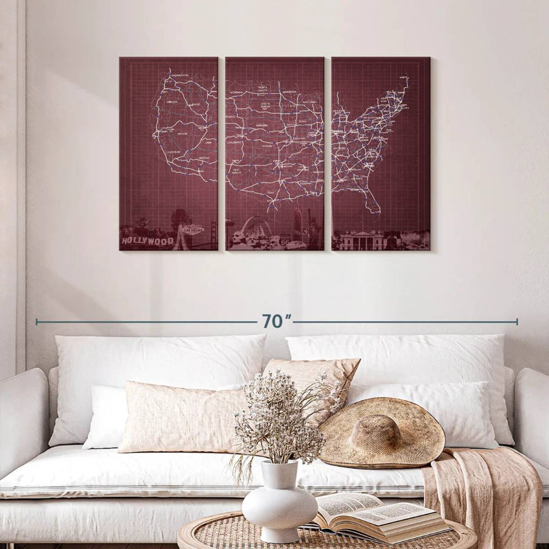 Carte des Aloon Maroon Highway, États-Unis, H 28 po x l 45 po