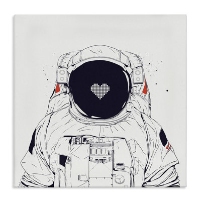 Minimal Astronaut with Heart Canvas, design by Balazs Solti
