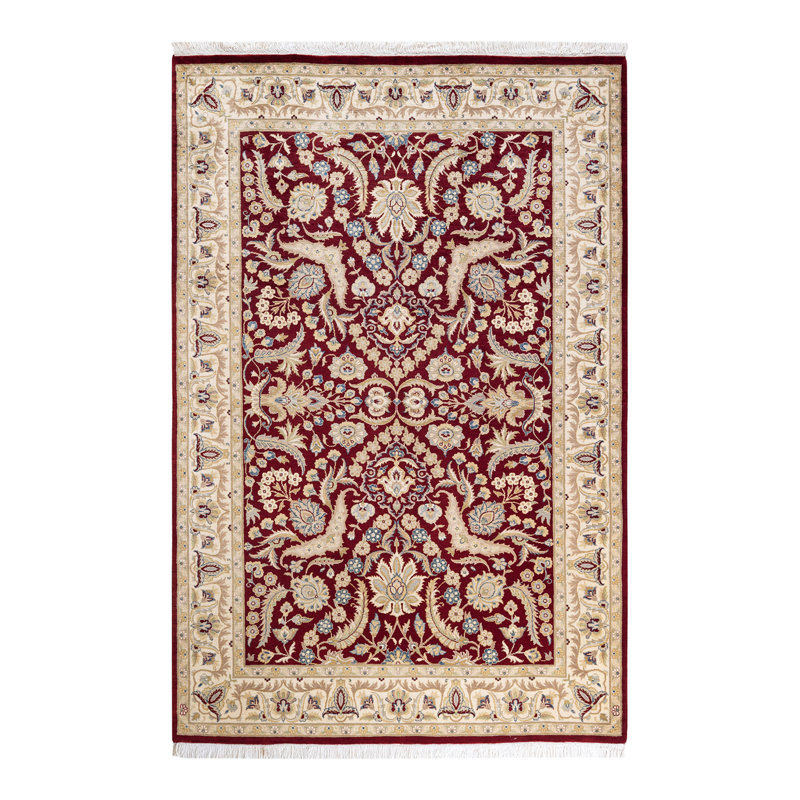 Handmade Red Wool 4' x 6' Oriental Area Rug