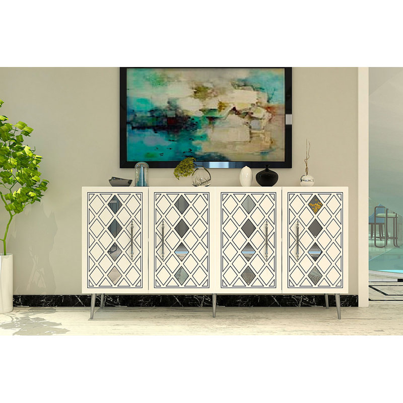 Olivia 150cm Console Table, Cream/Silver
